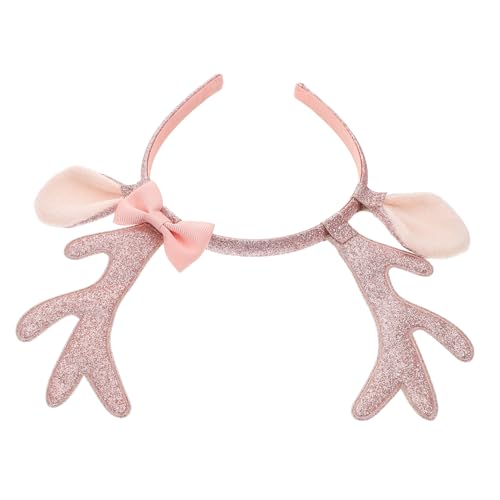 WOONEKY Leichtes Bequemes Elchgeweih Haarreif mit Glitzerndem Schleifenakzent Kuschelige Elchgeweih Stirnband für Damen Festlich Vielseitig für Weihnachten Party Hochzeit Geburtstag von WOONEKY