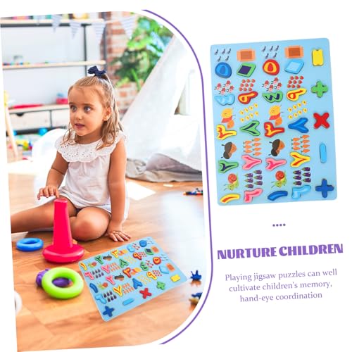 WOONEKY Lernspielzeug Arabische Zahlen Holzpuzzle Mittel Blau Montessori Frühe Bildung Form Zuordnung für Vorschulkinder von WOONEKY