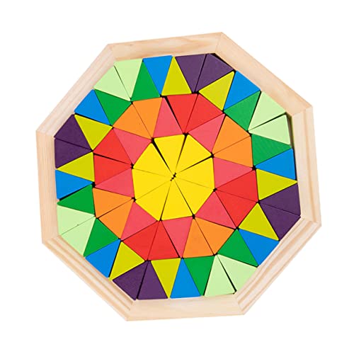 WOONEKY Lernspielzeug Holzbausteine Bunte Tangram Puzzle für Kreative Spielstunden Fördert Hand Augen Koordination und Geometrisches Verständnis für Vorschulkinder von WOONEKY