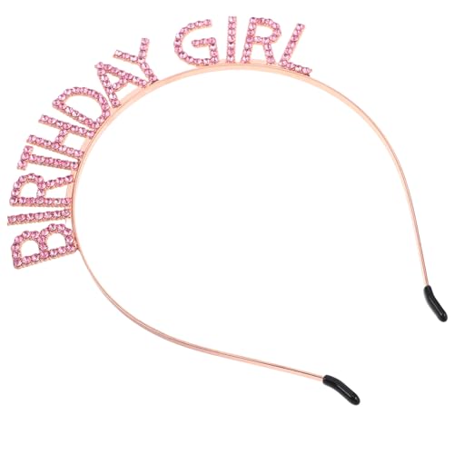 WOONEKY Mädchen Geburtstagskrone mit Strass Pinkes Tiara Haarband für Partys Vielseitiges Accessoire für Kleine Prinzessinnen für Geburtstagsfeiern von WOONEKY