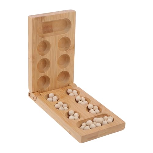 WOONEKY Mancala Strategiespiel aus Bambus mit Faltbarem Holzbrett und Bunten Spielsteinen Intelligentes Familienspiel für Ab Jahren Pädagogisches Denkspiel für Jungen und Mädchen von WOONEKY