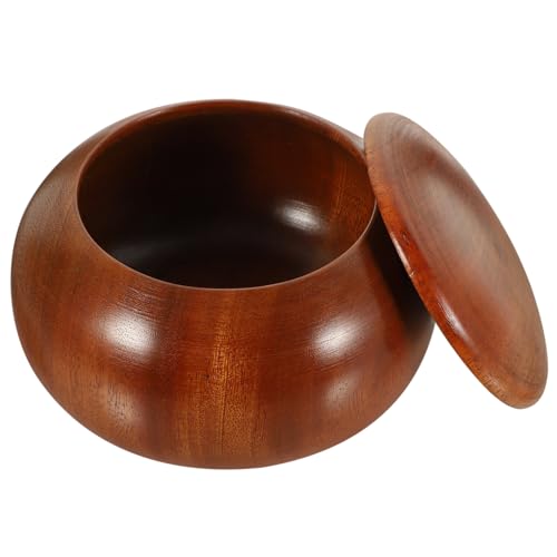 WOONEKY Massive Holz Schachfiguren Aufbewahrungsbox Kompakte Go Schachstein Lagerung Vintage Design Multifunktionale Schach Zubehör Box Naturholz von WOONEKY