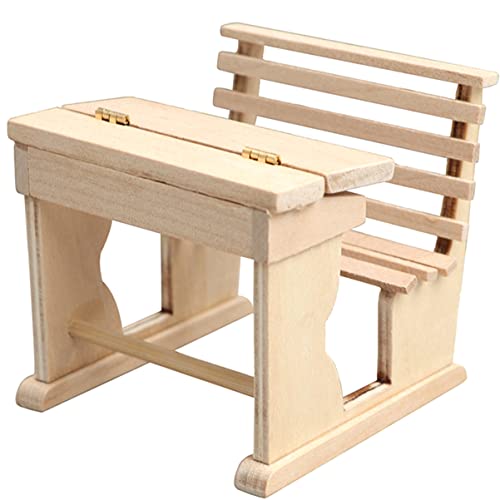 WOONEKY Maßstab Dekorative Mini Schulbank und Tisch Figur Holzspielzeug für Kreative Zubehör für DIY Miniatur Häuser WOONEKY Maßstab Dekorative Mini Schulbank und Tisch Figur Holzspielzeug für Kreative Zubehör für DIY Miniatur Häuser von WOONEKY