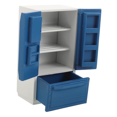 WOONEKY Maßstab Doppeltüriger Holz-mini-kühlschrank Detailreiches Küchenmöbel für Rollenspiel Stabiles Miniatur-kühlschrank-Modell Weiß-blau WOONEKY Maßstab Doppeltüriger Holz-mini-kühlschrank Detailreiches Küchenmöbel für Rollenspiel Stabiles Miniatur-kühlschrank-Modell Weiß-blau von WOONEKY