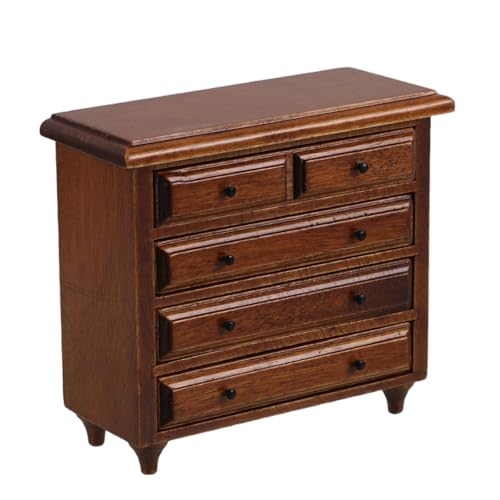 WOONEKY Maßstab Retro Kastanienbraun Sideboard Langlebig Birkenholz Realistische Puppenhaus Schlafzimmer Möbel Funktionale Aufbewahrung für Puppenzubehör WOONEKY Maßstab Retro Kastanienbraun Sideboard Langlebig Birkenholz Realistische Puppenhaus Schlafzimmer Möbel Funktionale Aufbewahrung für Puppenzubehör von WOONEKY