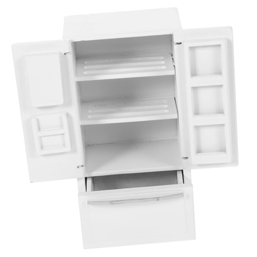 WOONEKY Maßstab Weißes Holzmodell Doppeltüriger Kühlschrank für Puppenhaus Dekoration und DIY Zubehör WOONEKY Maßstab Weißes Holzmodell Doppeltüriger Kühlschrank für Puppenhaus Dekoration und DIY Zubehör von WOONEKY