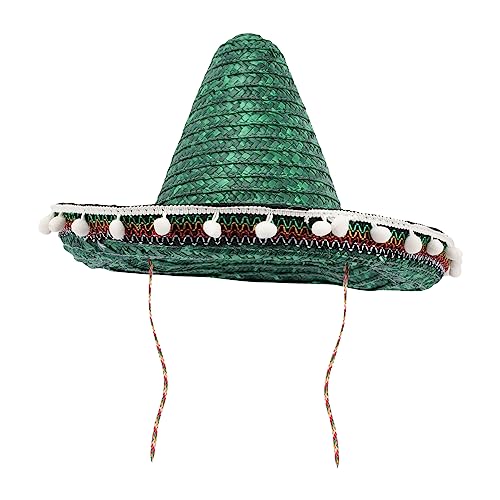 WOONEKY Mexikanischer Sombrero Hut mit Pom Pom Atmungsaktiver Strohhut für Themenpartys Karneval und Geburtstagsfeiern Grün Partyzubehör WOONEKY Mexikanischer Sombrero Hut mit Pom Pom Atmungsaktiver Strohhut für Themenpartys Karneval und Geburtstagsfeiern Grün Partyzubehör von WOONEKY