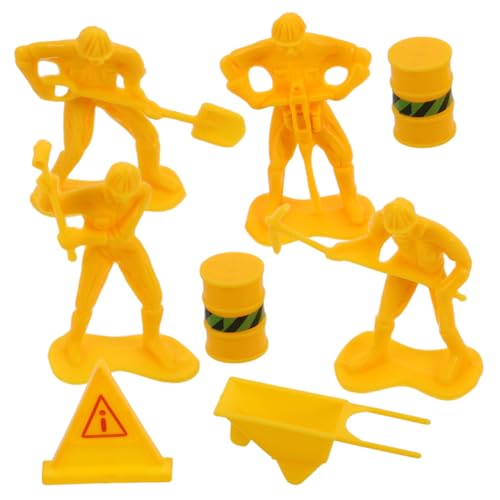 WOONEKY Mini Bauarbeiter Figuren Set Realistische Baustellen Dekoration für Geburtstagskuchen Teiliges Set mit Einzigartigem Baustellen Thema Einfach Anzuwenden und Robust für Lebhafte von WOONEKY