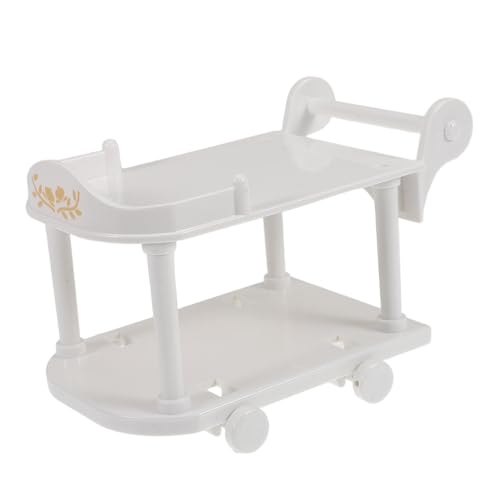 WOONEKY Mini-Foodtruck deko möbel Puppenhaus-Küchenmodell Puppenhaus-Beistelltisch Puppenstubenwagen Puppenhaus-Küchenzeug- Puppenhaus-Miniaturregal Miniatur-Esswagen Plastik Weiß von WOONEKY
