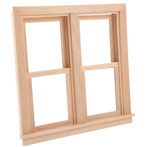 WOONEKY Mini Holzfenster Fenster Puppenhaus Zubehör Realistischer Fensterrahmen für Miniatur Haus Dekoration Holz Fenster Modell für Puppenhaus Szene Kreatives Bastelzubehör von WOONEKY