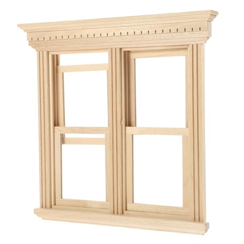WOONEKY Mini Holzfensterrahmen Puppenhaus Fenster Modell Handgefertigt Miniatur Fenster für Minipuppenhaus Kreatives Puppenhaus Zubehör für Wohnzimmer Schlafzimmer Miniaturmöbel von WOONEKY