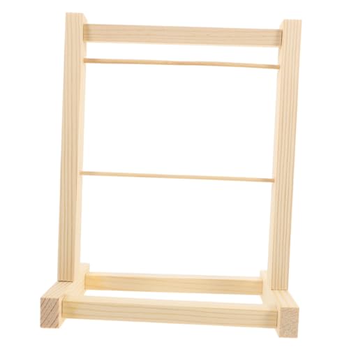 WOONEKY Mini Kleiderständer für Puppen Doppelschichtiger Holz Kleiderbügel für Puppenbekleidung Stilvolles Puppenzubehör für Ansprechende Präsentation von Outfits und Accessoires von WOONEKY