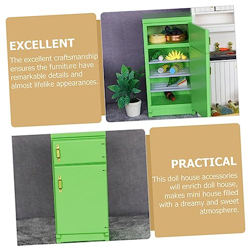 WOONEKY Mini Kühlschrank Grün Puppenhaus Zubehör Realistische Küche DIY für Puppenhaus Dekoration WOONEKY Mini Kühlschrank Grün Puppenhaus Zubehör Realistische Küche DIY für Puppenhaus Dekoration von WOONEKY