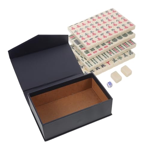 WOONEKY Mini Mahjong Set Melamin Kleine Tragbare Mahjong Spielsteine für Reise Outdoor und Wohnheim Robuste Gravierte Spielsteine Kompaktes Design für Familienfeiern und Freundestreffen von WOONEKY