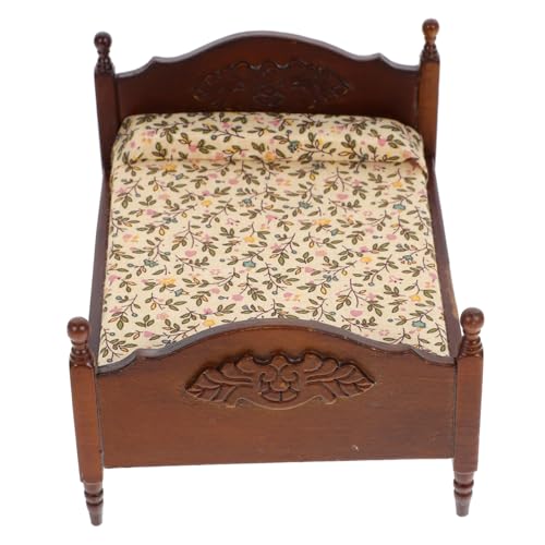 WOONEKY Mini Möbelbett für Puppenhaus Europäischer Stil für Schlafzimmer Detaillierte Nachbildung Zubehör für Kreative Bastelprojekte Szenen WOONEKY Mini Möbelbett für Puppenhaus Europäischer Stil für Schlafzimmer Detaillierte Nachbildung Zubehör für Kreative Bastelprojekte Szenen von WOONEKY