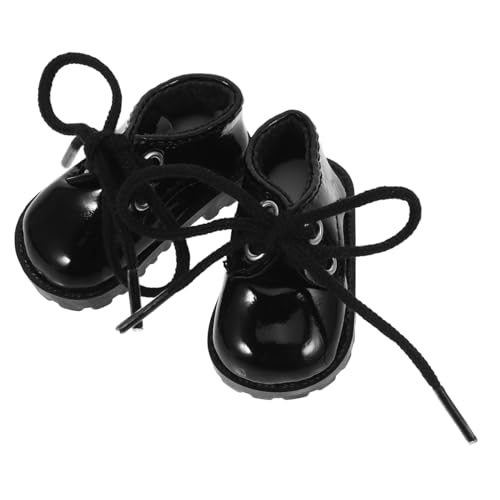 WOONEKY Mini Puppenschuhe Glänzende Schwarze Lederoptik Miniatur Schuh Ornament Vielseitiges Puppenzubehör Dekoration für Puppenhaus und Langlebig mit Glatten Kanten WOONEKY Mini Puppenschuhe Glänzende Schwarze Lederoptik Miniatur Schuh Ornament Vielseitiges Puppenzubehör Dekoration für Puppenhaus und Langlebig mit Glatten Kanten von WOONEKY