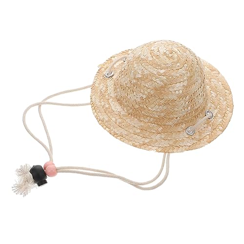 WOONEKY Mini Strohhut für Puppen Dekoration Einfacher Mini Sombrero für Haustiere Langlebiges Accessoire für DIY und Fotorequisiten für Kreative Wohnraumgestaltung von WOONEKY