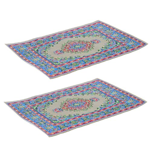 WOONEKY Mini Teppich Modell für Puppenhaus Teiliges Blau Dekorative Bodenmatte für Kreative Szenen und Spielzeugzubehör von WOONEKY