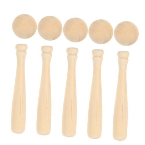 WOONEKY Miniatur Baseballschläger und Ball Set Teiliges DIY Holz Graffiti Bastelset Kleine Unlackierte Baseballspielzeug Deko Kreative Handarbeitsornamente für Partydeko von WOONEKY