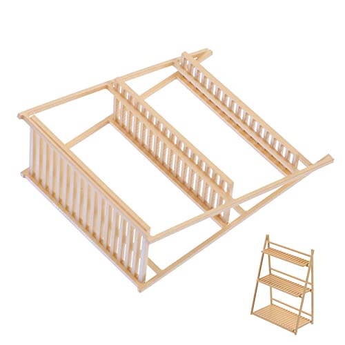 WOONEKY Miniatur Blumenständer aus Realistisches Miniaturregal für Puppenhäuser Vielseitiges Deko und Aufbewahrungs Element für Balkon Garten und Naturfarben von WOONEKY