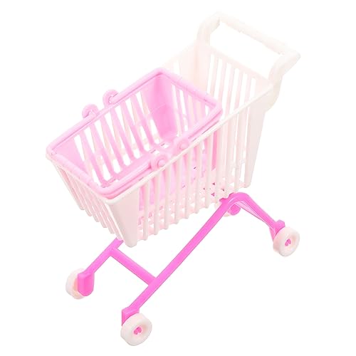 WOONEKY Miniatur Einkaufswagen Supermarkt Modell Teiligem Inkl Kleinem Rosa Korb Kreative Puppenhaus Dekoration und Praktischer Schreibtisch Organizer für Kleine Zufällige Farbe von WOONEKY