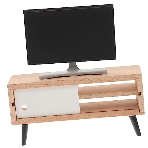 WOONEKY Miniatur Fernseher mit Tv Schrank Puppenhaus Möbel Detailreiches Mini Möbel Ornament Langlebiges Tv für Kinderzimmer und DIY Szene Teiliges Schwarz Realistische Miniatur von WOONEKY