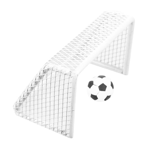 WOONEKY Miniatur Fußballtor mit Schwarz Weißem Ball Leichtes Puppenhaus Zubehör Dekoratives Mini Fußballset für Indoor Dollhouse Langlebig und Tragbar für Mini Sportdekorationen von WOONEKY