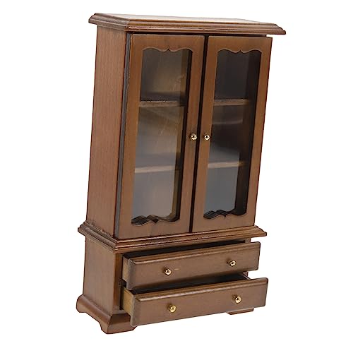 WOONEKY Miniatur Holz Bücherregal Puppenhaus Möbel Dreistöckig mit Doppeltüren Miniatur Regal für Wohnzimmer und Schlafzimmer Puppenhaus Zubehör Holzfarbe Walnuss WOONEKY Miniatur Holz Bücherregal Puppenhaus Möbel Dreistöckig mit Doppeltüren Miniatur Regal für Wohnzimmer und Schlafzimmer Puppenhaus Zubehör Holzfarbe Walnuss von WOONEKY