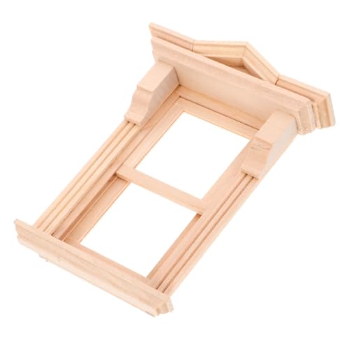 WOONEKY Miniatur Holz Fenster Modell für Puppenhaus Unbemalt DIY Bemalbar Realistischer Öffnungs und Schließeffekt Kleine Fensterrahmen für Mini Haus Dekoration von WOONEKY
