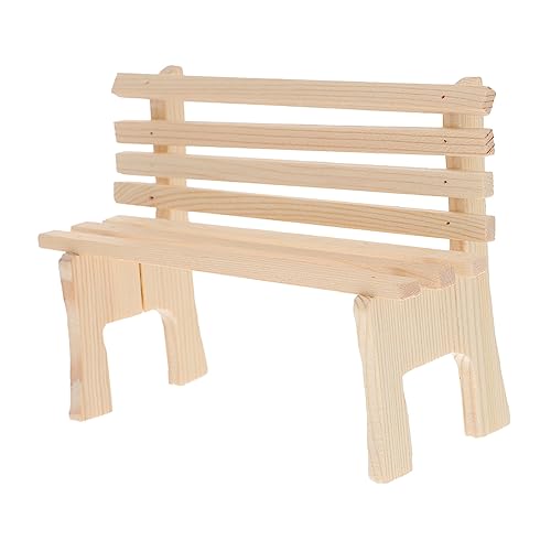 WOONEKY Miniatur Holzbank Rustikaler Stil Dekoratives Puppenhaus Zubehör Gartenmöbel Bank für DIY Basteln Puppenhaus Wohnzimmer und Außenmodell von WOONEKY