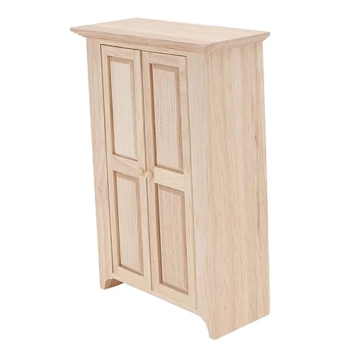 WOONEKY Miniatur Holzschrank Möbelmodell aus Eiche Dekoratives Puppenhaus Zubehör Kleines Regal für DIY Miniaturhäuser Detailreiches Mini Möbelstück von WOONEKY