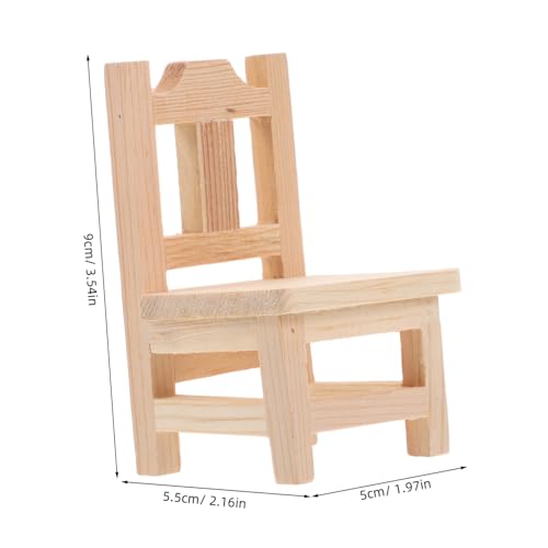 WOONEKY Miniatur Holzstuhl für Puppenhaus Stabiles Miniaturmöbel Handgefertigter Kleiner Holzschemel Dekoratives Miniaturzubehör für Wohnzimmer und Garten Perfektes Sammlerstück von WOONEKY