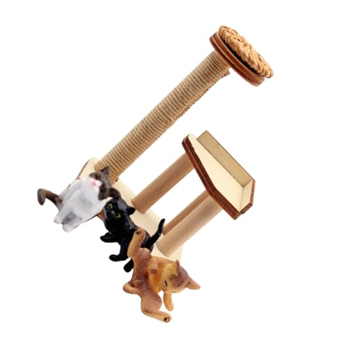 WOONEKY Miniatur Katzenbaum Holzspielzeug Teiliges für Puppenhaus Dekorative Katzenmöbel und Zubehör für Miniatur Arrangements und Fotografie von WOONEKY