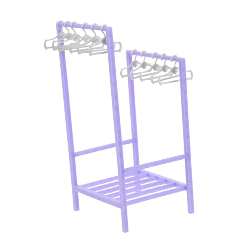 WOONEKY Miniatur-Kleiderständer mit Kunststoff-mini-kleiderbügeln Violett für Puppenhaus Robust Fördert Feinmotorik und Kreative Puppenkleider-Organisation WOONEKY Miniatur-Kleiderständer mit Kunststoff-mini-kleiderbügeln Violett für Puppenhaus Robust Fördert Feinmotorik und Kreative Puppenkleider-Organisation von WOONEKY