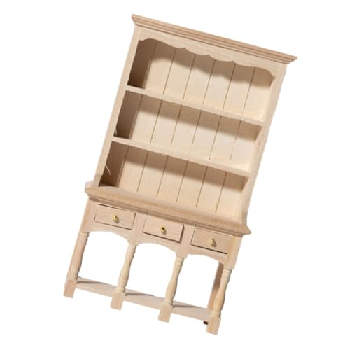 WOONEKY Miniatur Möbelmodell Holz Bücherregal für Puppenhaus Dekorativer Mini Schrank für DIY Miniaturhäuser und Puppenhaus Zubehör von WOONEKY
