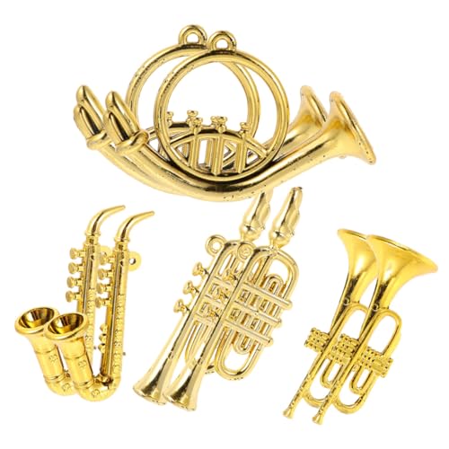 WOONEKY Miniatur Musikinstrumente für Puppenhaus Teiliges Dekorationsset mit Trompete und Saxophon Realistische Miniaturmodelle für Kreative Wohnraumgestaltung von WOONEKY