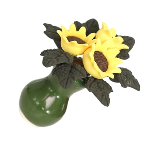 WOONEKY Miniatur Pflanze im Topf Kleiner Sonnenblumen Bonsai für Puppenhaus Dekoration Perfektes DIY Zubehör für Mini Garten Fotorequisiten Leicht und Platzsparend von WOONEKY