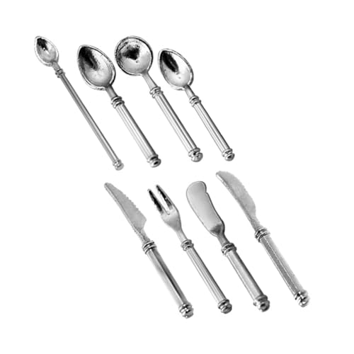 WOONEKY Miniatur Puppenhaus Besteck Teilig Silber Mini Küchen Zubehör Messer Löffel Miniatur Geschirr für Puppenhaus Dekoration und Sammler von WOONEKY