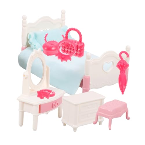 WOONEKY Miniatur Puppenhaus Möbel Set Mini Schlafzimmer Zubehör mit Mini Nachttisch Lebensechte Puppenhaus Dekoration DIY für Farbenfrohes Stilvolles Design WOONEKY Miniatur Puppenhaus Möbel Set Mini Schlafzimmer Zubehör mit Mini Nachttisch Lebensechte Puppenhaus Dekoration DIY für Farbenfrohes Stilvolles Design von WOONEKY