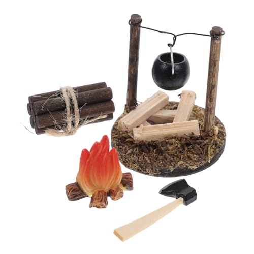 WOONEKY Miniatur Puppenhaus Zubehö Vintage Hängender Ofen Holzmaterial Detailgetreu DIY Landschaftsdeko Mini Feuerschale Figuren für Puppenhaus Szenen von WOONEKY
