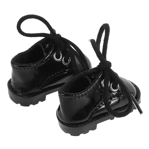 WOONEKY Miniatur Puppenschuhe aus Kunstleder Flache Mini Doll Shoes für Puppen Dekorative Puppenhaus Accessoires Einfach Anzuziehen Niedliche Spielzeugschuhe für Puppenfamilie von WOONEKY