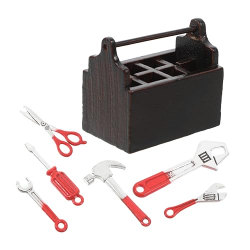 WOONEKY Miniatur Werkzeugkasten für Puppenhaus Realistische Mini Haus Szene DIY Modell Zubehör Rotes Mini Werkzeug mit Praktischer Toolbox Dekoratives WOONEKY Miniatur Werkzeugkasten für Puppenhaus Realistische Mini Haus Szene DIY Modell Zubehör Rotes Mini Werkzeug mit Praktischer Toolbox Dekoratives von WOONEKY