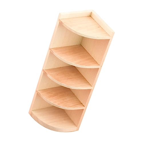 WOONEKY Miniature Puppenhaus Eckschrank aus Holz Mehrschichtiges Bücherregal Modell Dekoratives DIY Puppenhaus Zubehör für Wohnzimmer Schlafzimmer Langlebiges Mini Möbel von WOONEKY