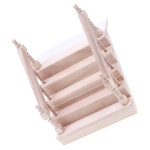 WOONEKY Miniaturtreppe Holzhandlauf Puppenhaus Zubehör Holz Miniatur Treppenhaus Modell Handgefertigt Kompakt Leicht Langlebig für Puppenhaus Dekoration und Kinderspielzeug WOONEKY Miniaturtreppe Holzhandlauf Puppenhaus Zubehör Holz Miniatur Treppenhaus Modell Handgefertigt Kompakt Leicht Langlebig für Puppenhaus Dekoration und Kinderspielzeug von WOONEKY
