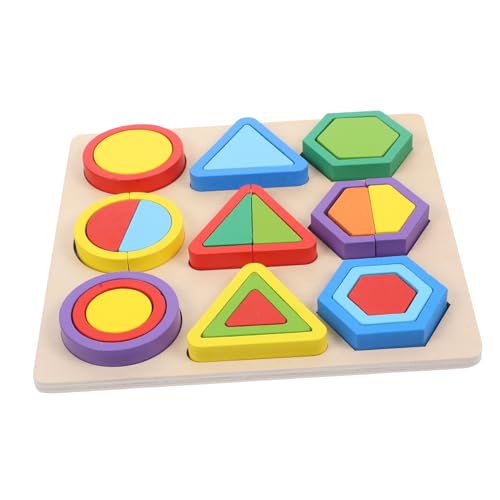 WOONEKY Montessori Holzbauklötze Bunte Geometrische Formen Lernspielzeug für Kleinkinder Fördert Hand Auge koordination Logisches Denken Kreatives Nachhaltiges Material von WOONEKY