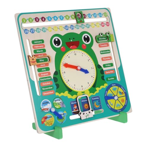 WOONEKY Montessori Lernuhr und Kalender Frosch Holzspielzeug für Kognitive Lernhilfe Datenerkennung Interaktive Unterrichtsmaterialien für Kleinkinder WOONEKY Montessori Lernuhr und Kalender Frosch Holzspielzeug für Kognitive Lernhilfe Datenerkennung Interaktive Unterrichtsmaterialien für Kleinkinder von WOONEKY