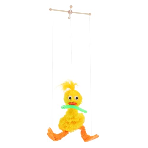 WOONEKY Plüsch Ente Marionette mit Ziehschnur Weiche und Kuschelige Enten Puppe für Puppenspiele Heimdekoration und Interaktives Gelb von WOONEKY