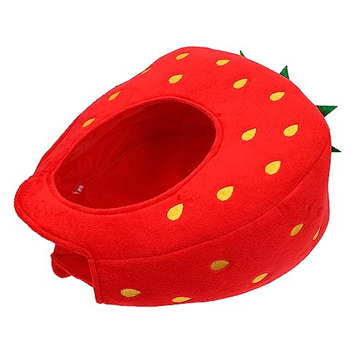 WOONEKY Plüsch Erdbeer Kopfbedeckung Lustiger Cosplay Hut Verstellbar Für Erwachsene Halloween Kostüm Party Zubehör von WOONEKY