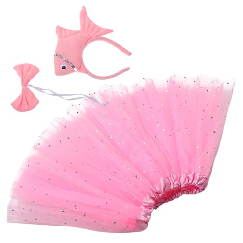 WOONEKY Plüsch Fischkostüm Set für Kopfbedeckung Fliege und Tutu für Rollenspiele Halloween Partys und Kreative Spielmomente von WOONEKY