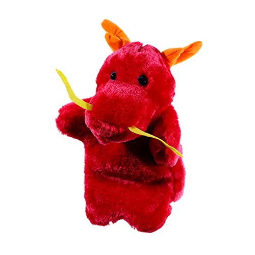 WOONEKY Plüsch Handpuppe Drache Rot Rollenspiel Zubehör für Geschichtenerzähler Puppen Interaktives Fantasie und Kommunikation von WOONEKY